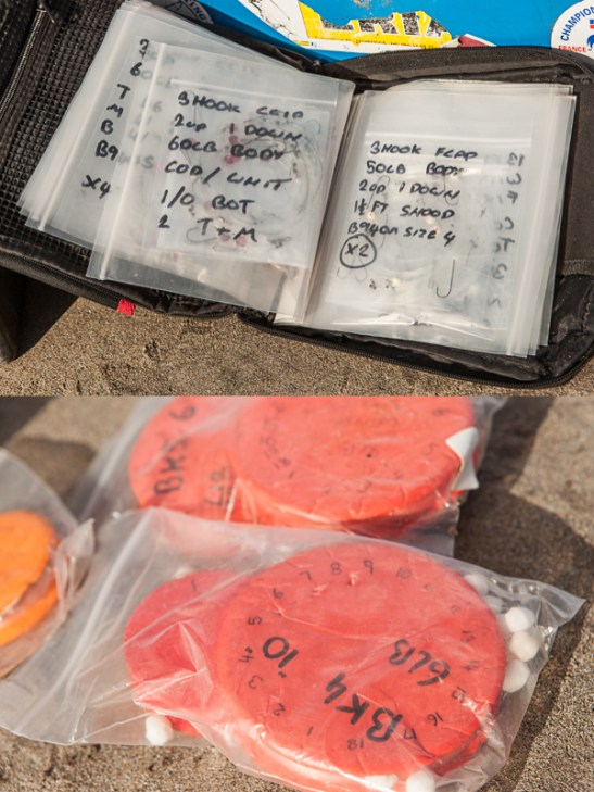 Rigs and snoods stored in both wallets and on winders